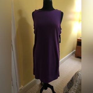 Beautiful Fall Purple Sleeveless New York & Company Shift Dress, Size Medium